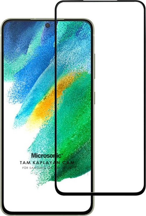 Samsung Galaxy S21 FE Tam Kaplayan Temperli Cam Ekran Koruyucu Siyah