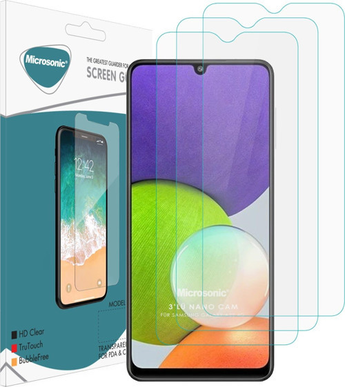 Samsung Galaxy A22 4G Screen Protector Nano Glass Cam Ekran Koruyucu (3'lü Paket)