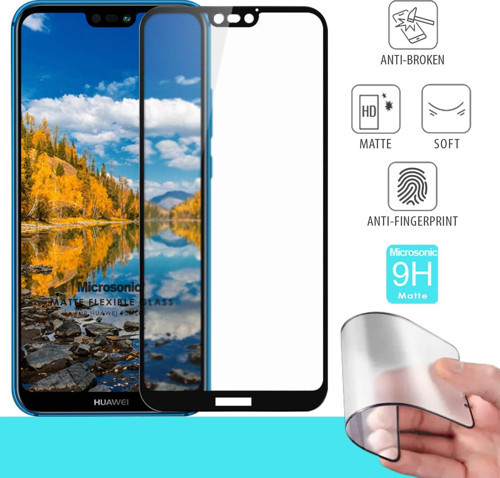Huawei P20 Lite Seramik Matte Flexible Ekran Koruyucu Siyah