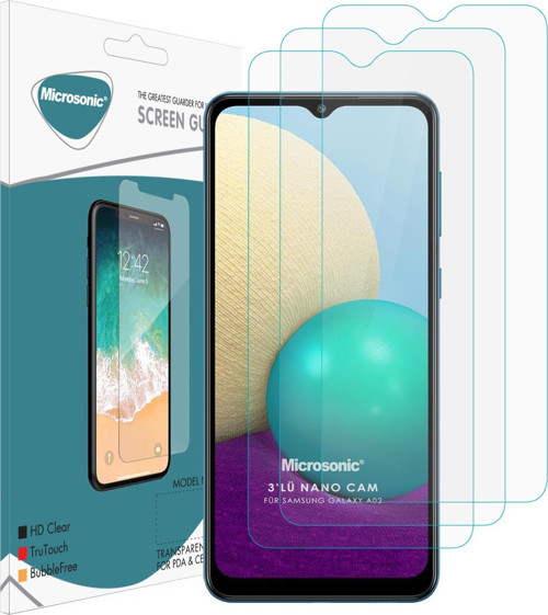 Samsung Galaxy A02 Screen Protector Nano Glass Cam Ekran Koruyucu (3'lü Paket)