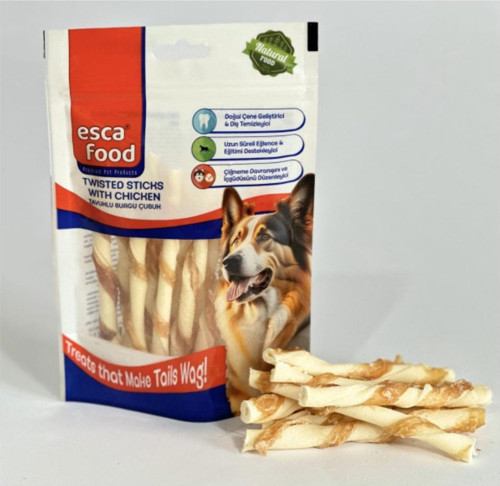 Tavuk Eti Sargılı Beyaz Burgu Köpek Ödül Maması 12 cm x 10 Adet
