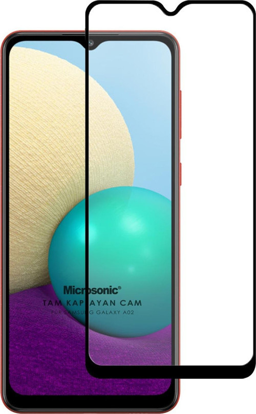Samsung Galaxy A02 Tam Kaplayan Temperli Cam Ekran Koruyucu Siyah