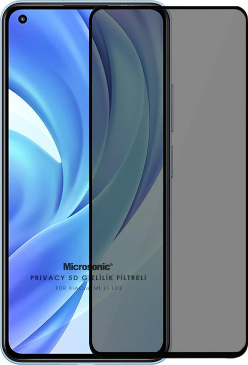 Xiaomi Mi 11 Lite Privacy 5D Gizlilik Filtreli Cam Ekran Koruyucu Siyah