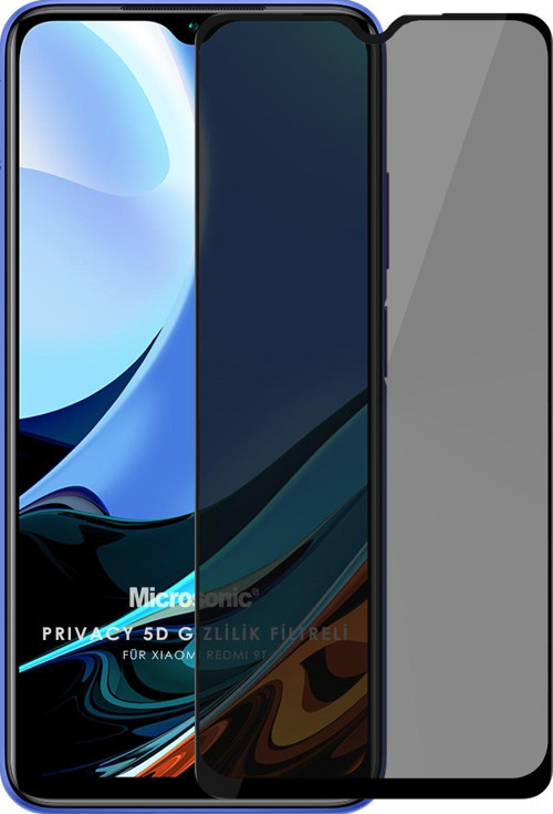 Xiaomi Redmi 9T Privacy 5D Gizlilik Filtreli Cam Ekran Koruyucu Siyah
