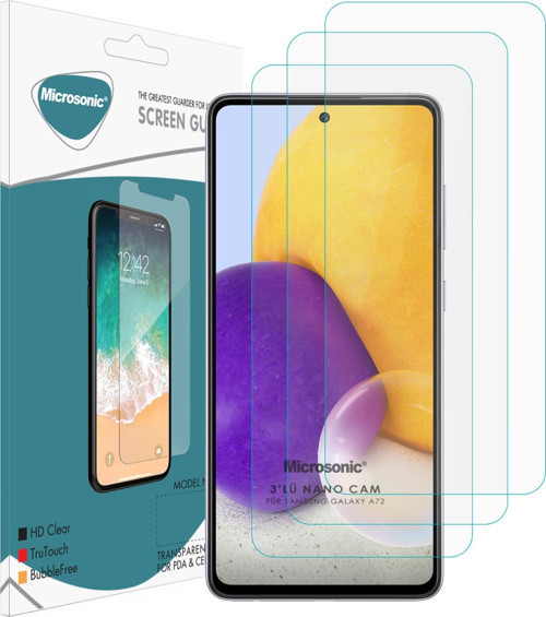 Samsung Galaxy A72 Screen Protector Nano Glass Cam Ekran Koruyucu (3'lü Paket)