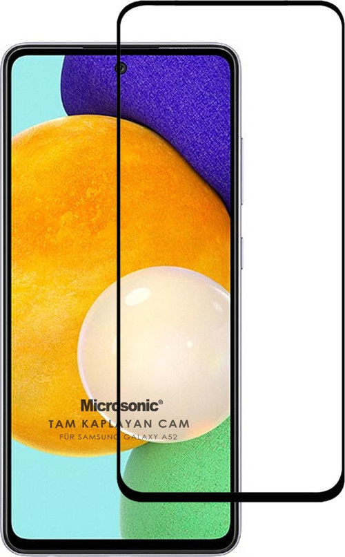 Samsung Galaxy A52 Tam Kaplayan Temperli Cam Ekran Koruyucu Siyah