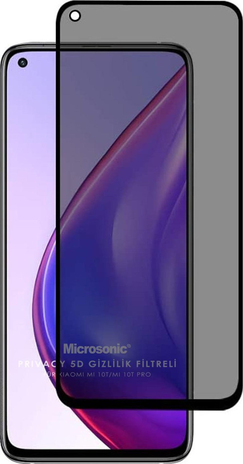 Xiaomi Mi 10T Pro Privacy 5D Gizlilik Filtreli Cam Ekran Koruyucu Siyah