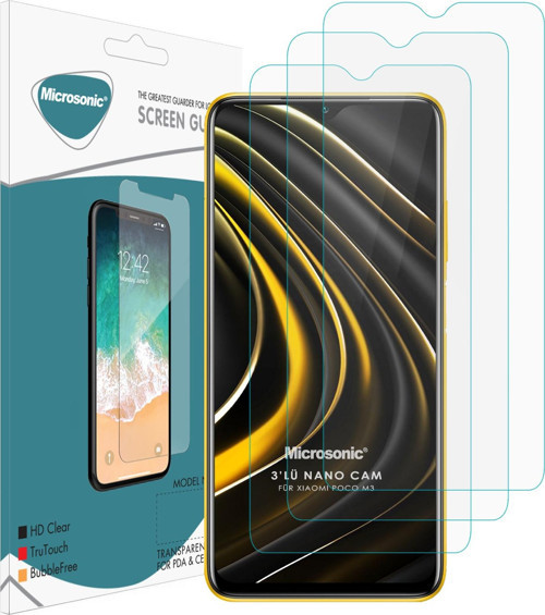 Xiaomi Poco M3 Screen Protector Nano Glass Cam Ekran Koruyucu (3 Pack)