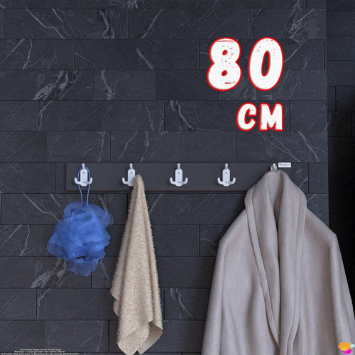 ARI Serisi 15 Kancalı Banyo Askısı - 5'li Set (76,4x9,6 cm) | Ekstra Düzen ve Yer Tasarrufu