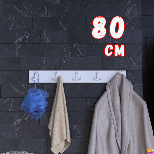 ARI Serisi (76,4x9,6 cm) 15 Kancalı Banyo Askısı - 5'li Set | Ekstra Düzen ve Yer Tasarrufu