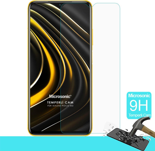 Xiaomi Poco M3 Tempered Glass Cam Ekran Koruyucu