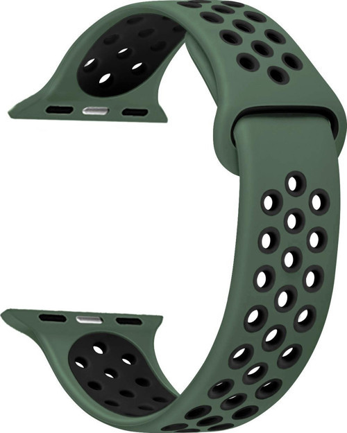Apple Watch Series 7 41mm Rainbow Sport Band Kordon Yeşil Siyah