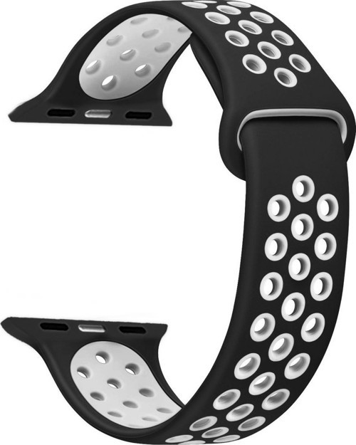 Apple Watch Series 7 41mm Rainbow Sport Band Kordon Siyah Beyaz