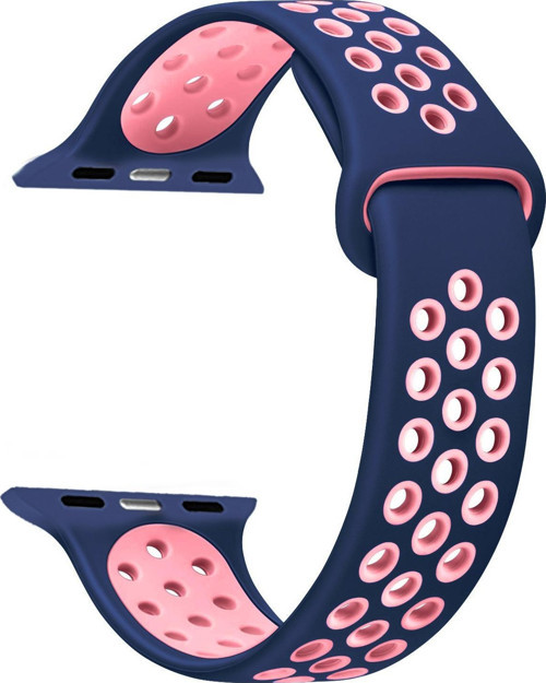 Apple Watch Series 7 41mm Rainbow Sport Band Kordon Lacivert Pembe