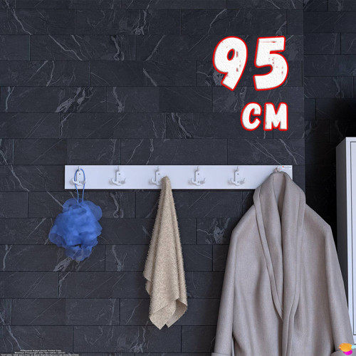 ARI Serisi (91,4x9,6 cm) 18 Kancalı Banyo Askısı - 6'lı Set | Ekstra Düzen ve Yer Tasarrufu
