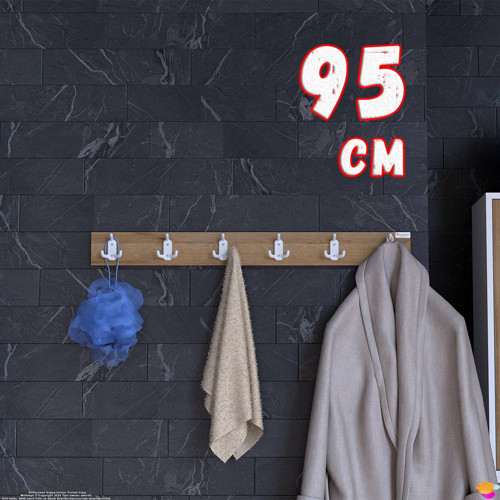 ARI Serisi (91,4x9,6 cm) 6' lI Set 18 Kancalı Banyo Askısı | Ekstra Düzen ve Yer Tasarrufu