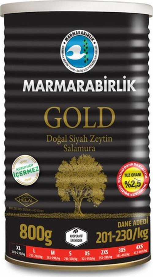 GOLD (XL) 800 GR TENEKE SİYAH ZEYTİN (201-230)