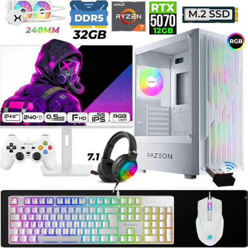 Astra X490 Ryzen 7 7800X3D 32GB DDR5 Ram 1TB M.2 NVMe SSD 12GB RTX5070 Sıvı Soğutmalı 24,5" 240Hz Oyuncu Tavsiye S