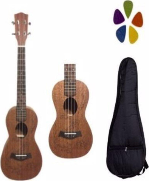 Desenli Consert Ukulele (Kılıf+Pena)