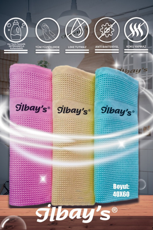 İlbay--s Mikrofiber Temizlik Bezi 3'lü 40 x 60 cm