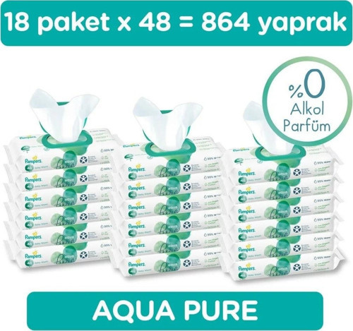 Pampers Aqua Pure Islak Havlu 18 Paket 864 Yaprak