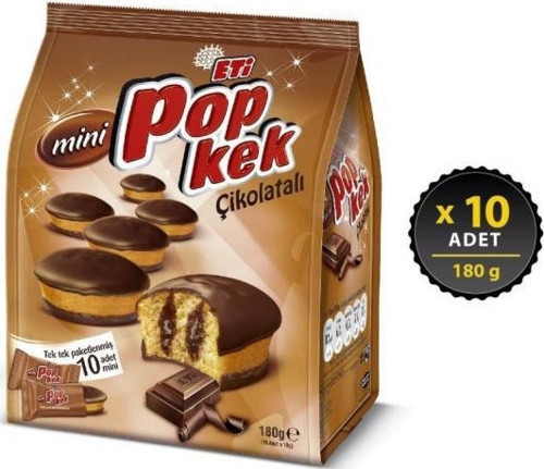 Popkek Mini Çikolatalı 180 g x 10 Adet