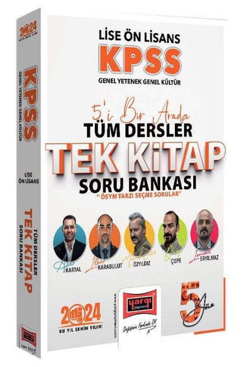 2024 KPSS Lise Ön Lisans GK - GY 5Yüz Ekibi Tüm Dersler Tek Kitap Soru Bankası