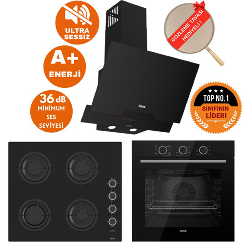 FryArt&SilentArt NAPOLI Sessiz Siyah Ankastre Set ( D063-SA + QXE62CS +CS205-FA FlameART)
