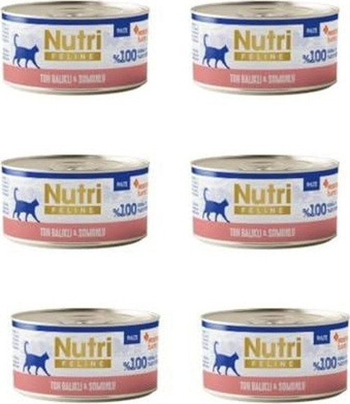 Tahılsız Ton Balıklı ve Somonlu Pate Kedi Konservesi 70 Gr x 6 Adet - Doğal Ezme Yaş Mama