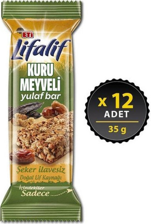 Lifalif Kuru Meyveli Yulaf Bar 35 gr x 12 Adet