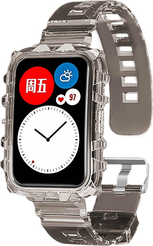 Huawei Watch Fit Kordon Transparent Clear Band Siyah