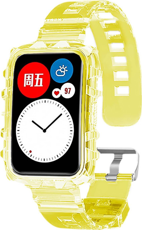 Huawei Watch Fit Kordon Transparent Clear Band Sarı