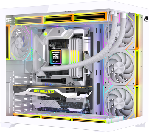 Alpha Neon 7x ARGB Fan Kumanda ve Kontrolcü ATX Boş Bilgisayar Kasası Beyaz
