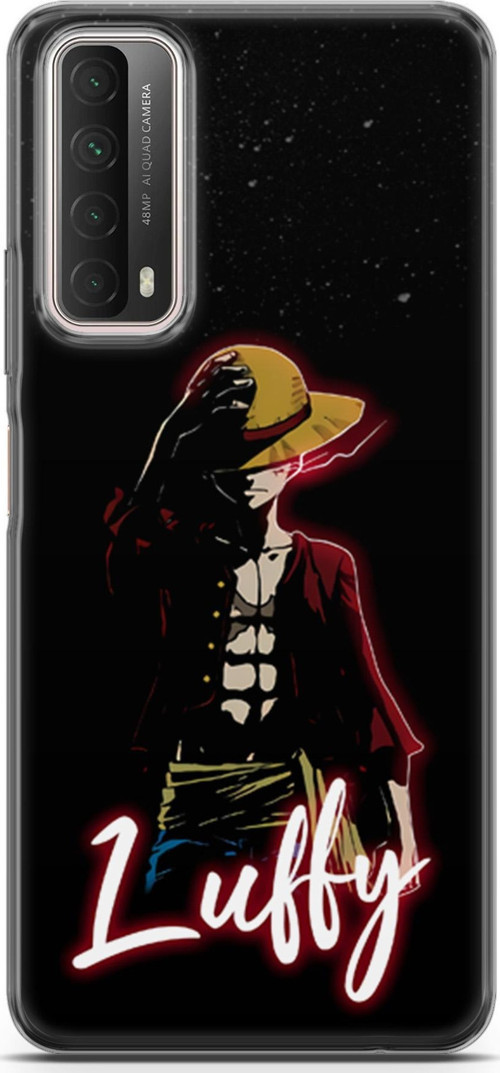 Huawei P Smart 2021 uyumlu Anime 36 HD UV Baskı One Piece Luffy Siyah