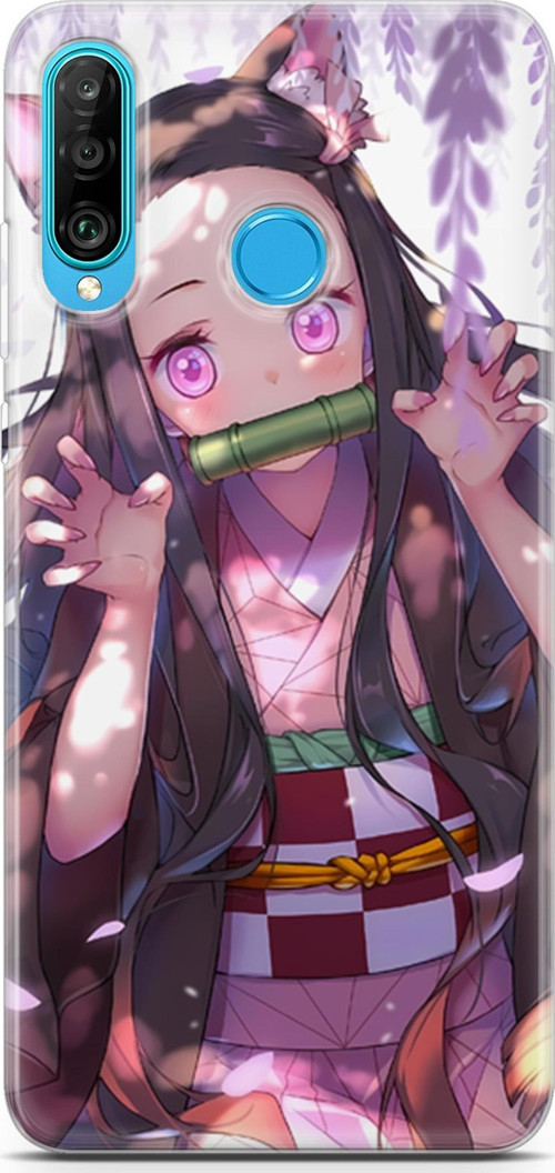 Huawei P30 Lite için Anime 14 Parlak Baskılı Demon Slayer Nezuko