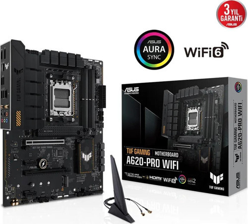 Tuf Gamıng A620-pro Wıfı, 4xddr5, 2x M.2, Hdmı, Dp, Type-c, Am5 Soket Gamıng Anakart