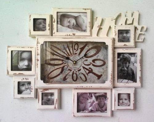 Mutfak Saatleri Serisi-mb Fotoğraf Çerçeveli Eskitilmiş Home Temalı Duvar Saati