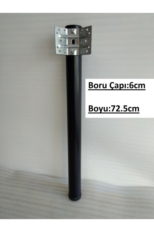 4 Adet-Siyah Renk Metal Boru Ayak 72.5 Cm, Mutfak Masası Ayağı