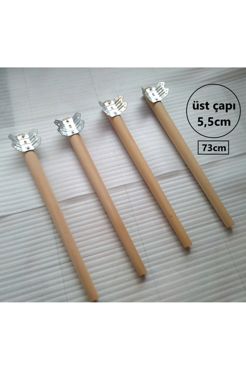 4 Adet-73Cm Ahşap Masa Ayağı-Boyasız, Naturel-( Üst Çap:5,5 Cm)