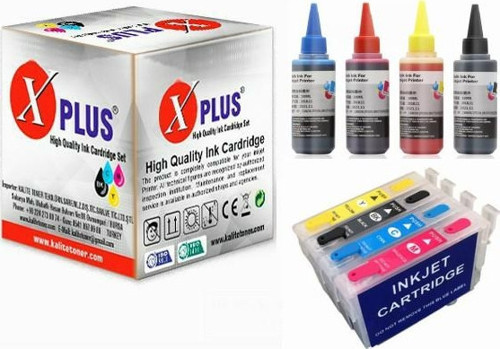 ® Stylus SX105 T0711-T0714 Muadil Kolay Dolan Kartuş + 4 X100 ml Renk Mürekkep Seti 500 Sayfa