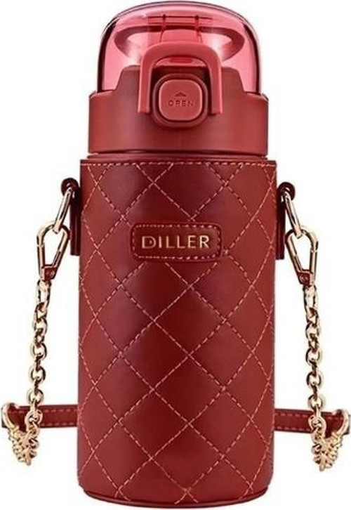 Diller Çelik Pipetli Termos Matara 450ml Kırmızı