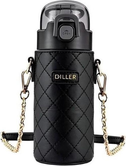 Diller Çelik Pipetli Termos Matara 450ml Siyah