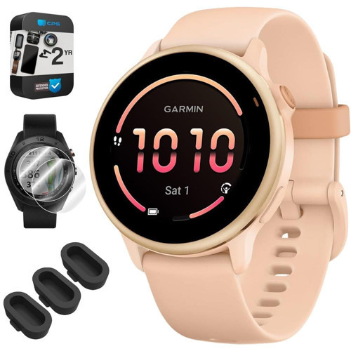 010-02985-03 VIVOACTIVE 6 Sağlık ve Fitness GPS Akıllı Saat, Silikon Bantlı Pembe Şafak Paketi, 2 YR CPS Gelişmiş Koruma Paketi, Silikon...
