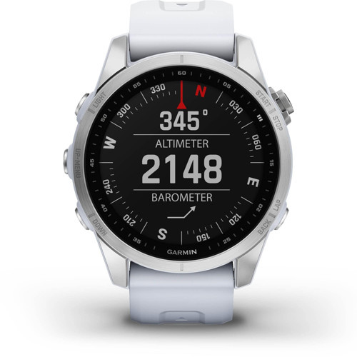fenix 7S, Daha küçük boyutlu macera akıllı saati, GPS'li sağlam dış mekan saati, dokunmatik ekran, sağlık ve sağlıklı yaşam özellikleri, beyaz taşlı gümüş...