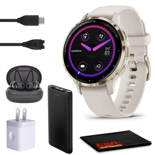 Venu 3S Gelişmiş Fitness ve Sağlık Takip Cihazı Akıllı Saat Fildişi Kasa ve 41 MM Silikon Bantlı Yumuşak Altın Paslanmaz Çelik Çerçeve 1,2 İnç AMOLED...
