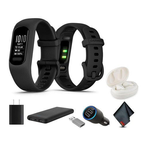 vívosmart 5, Fitness Takip Cihazı, Uzun Ömürlü Pil, Basit Tasarım, USB Duvar Şarj Cihazıyla Siyah Büyük Paket + Daha Fazlası