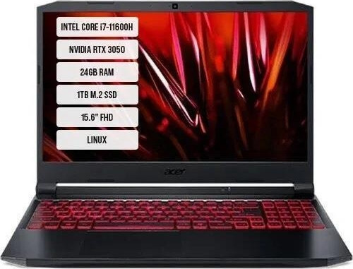 AN515-57 NH.QELEY.00A-10 i7-11600H 24GB 1TB SSD RTX3050-4GB 15.6" Linux