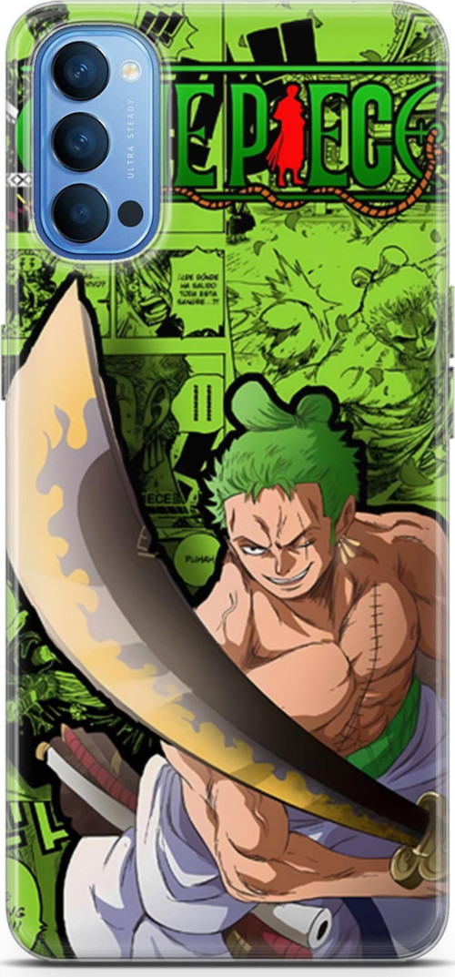 Oppo Reno4 için Anime 10 Baskılı One Piece Zoro