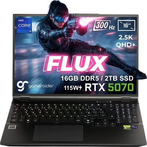 FLUX GR16 i9-14900HX 16GB DDR5 2TB SSD RTX 5070 8GB 115W 16 inç 2.5K QHD+ 300Hz FDos Gaming Laptop