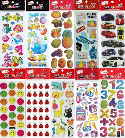 Kabartmalı Sticker Karışık Paket 10 Kartela